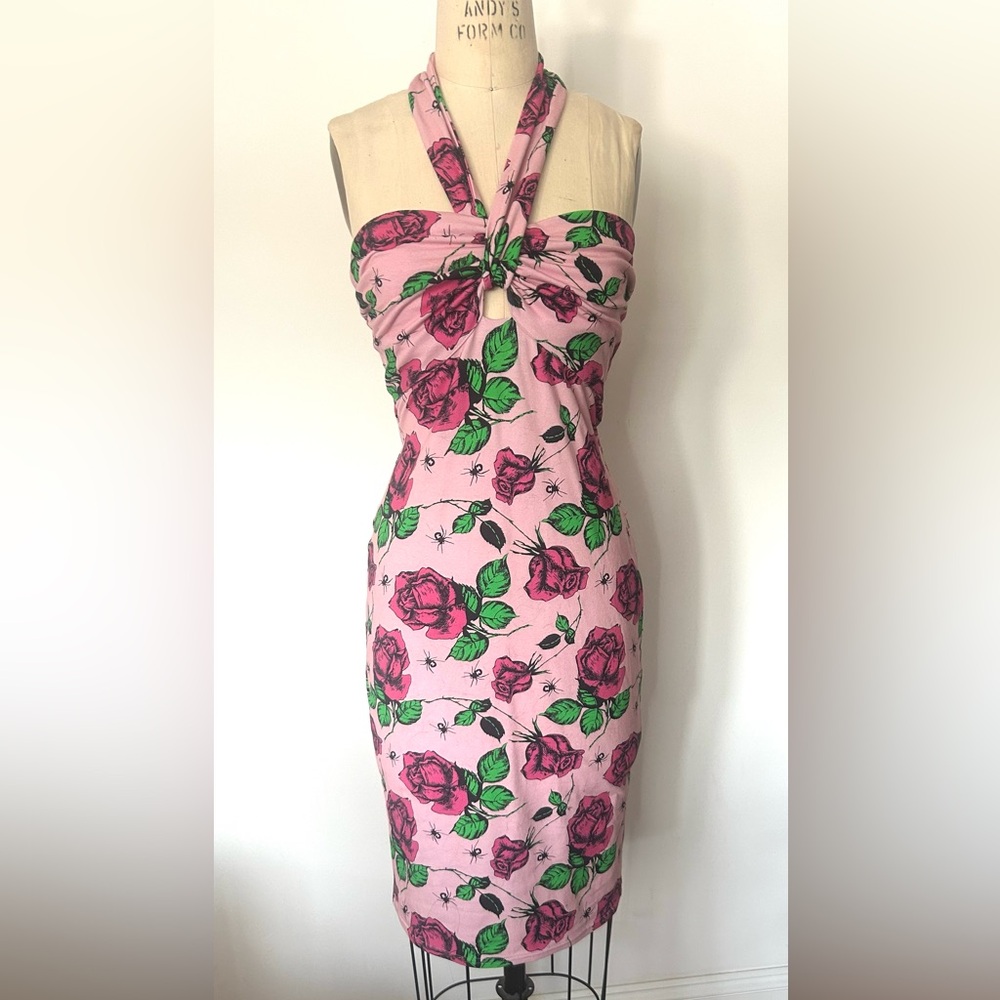 RARE BETSEY JOHNSON COTTON/SPAN MIDI DRESS. SIZE S